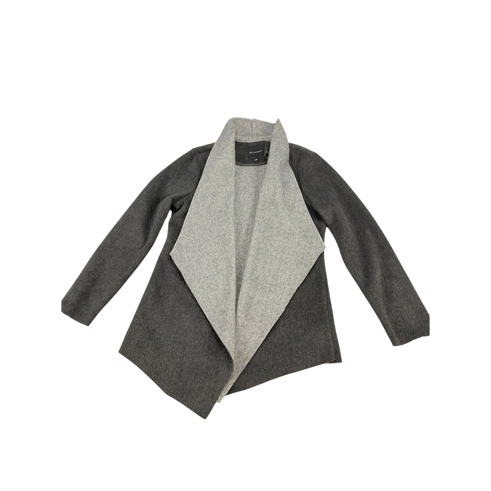 Dictionary Womens Gray Open Front Waterfall Draped Asymmetrical Jacket M SS1089A